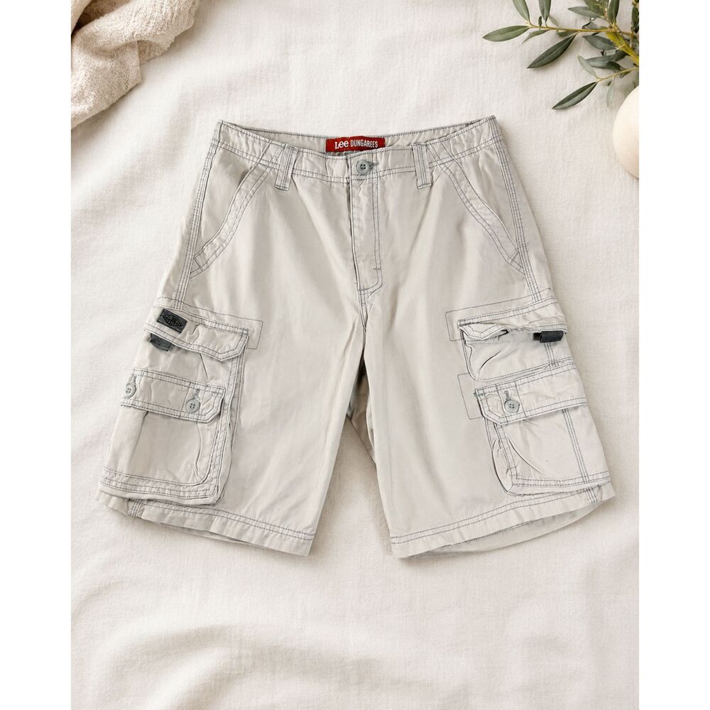 Lee Dungarees Men's Size 32 Khaki Cargo Shorts 100% Cotton Utility